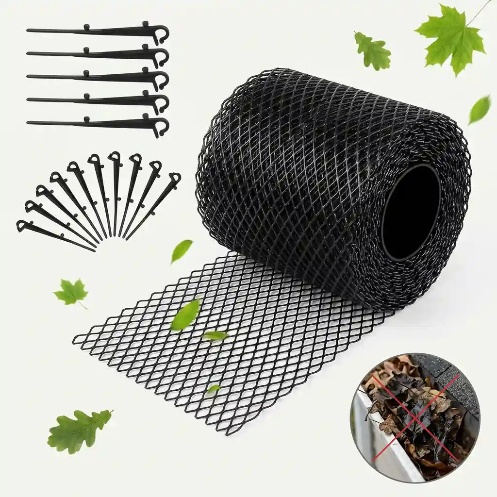 Dachrinnenschutz Laubgitter 15cm x 6m + 10 GRATIS Befestigungshaken
