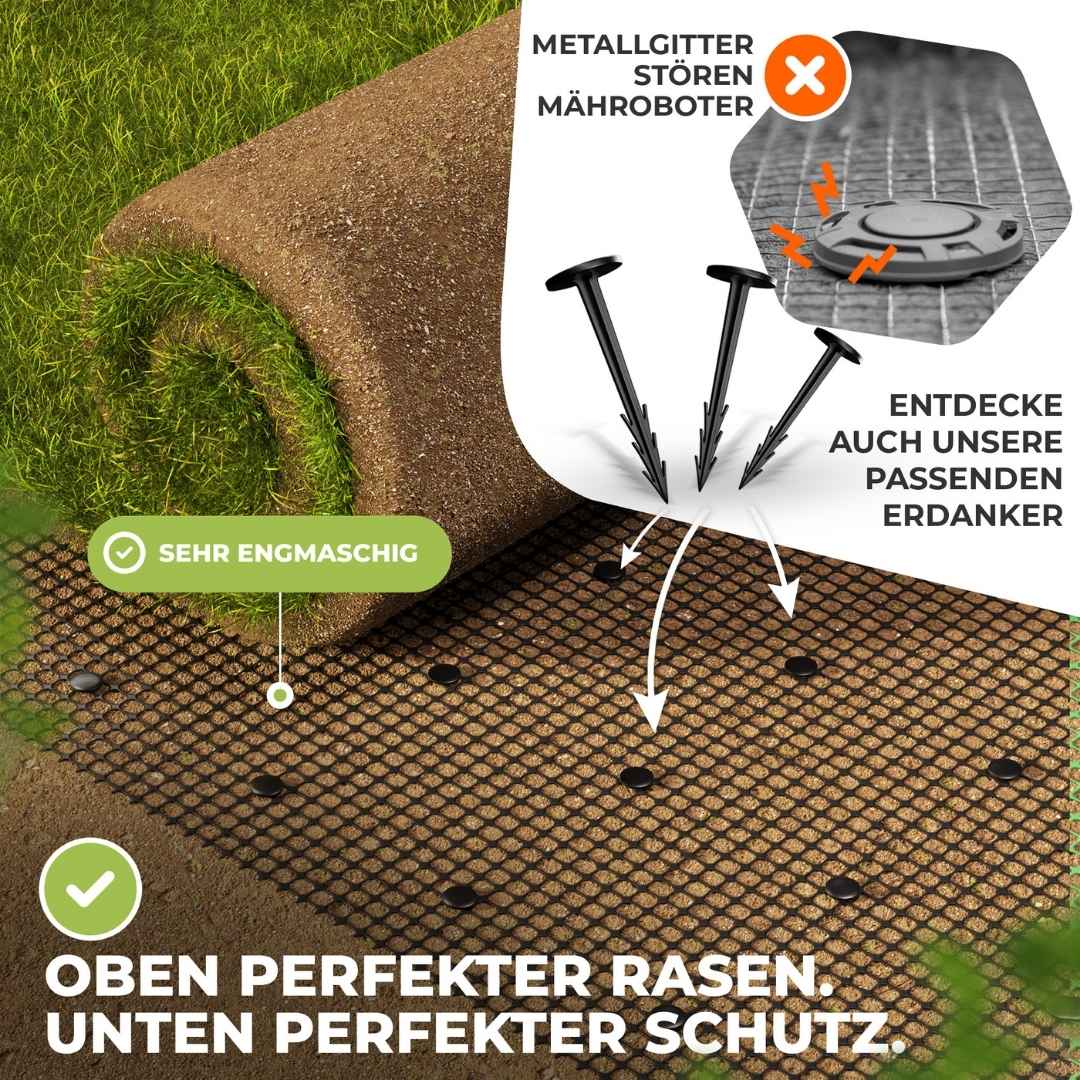 Premium Maulwurfgitter | 270g/m² | Rollrasen-Gitter | Schwarz