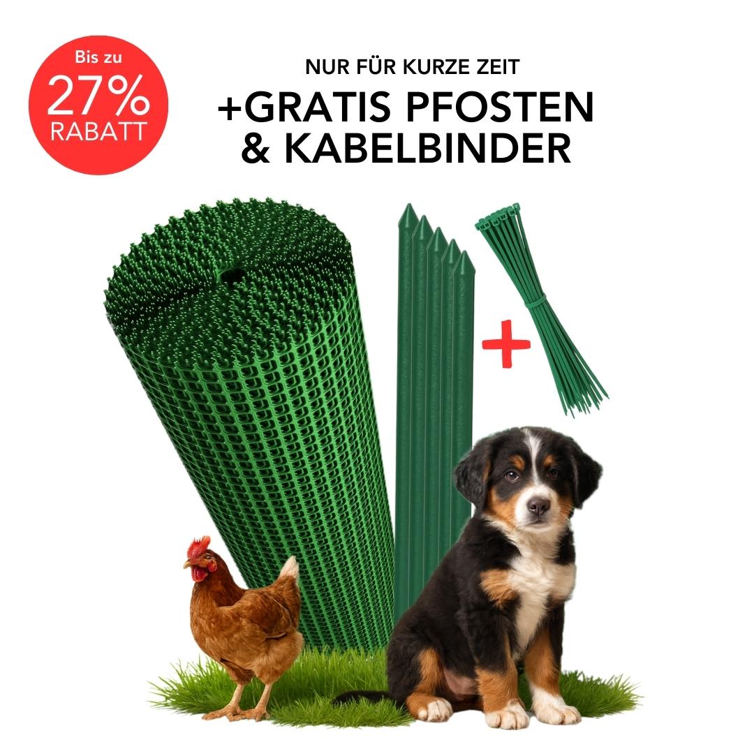 Kunststoffzaun Set mit GRATIS Pfosten & Kabelbindern