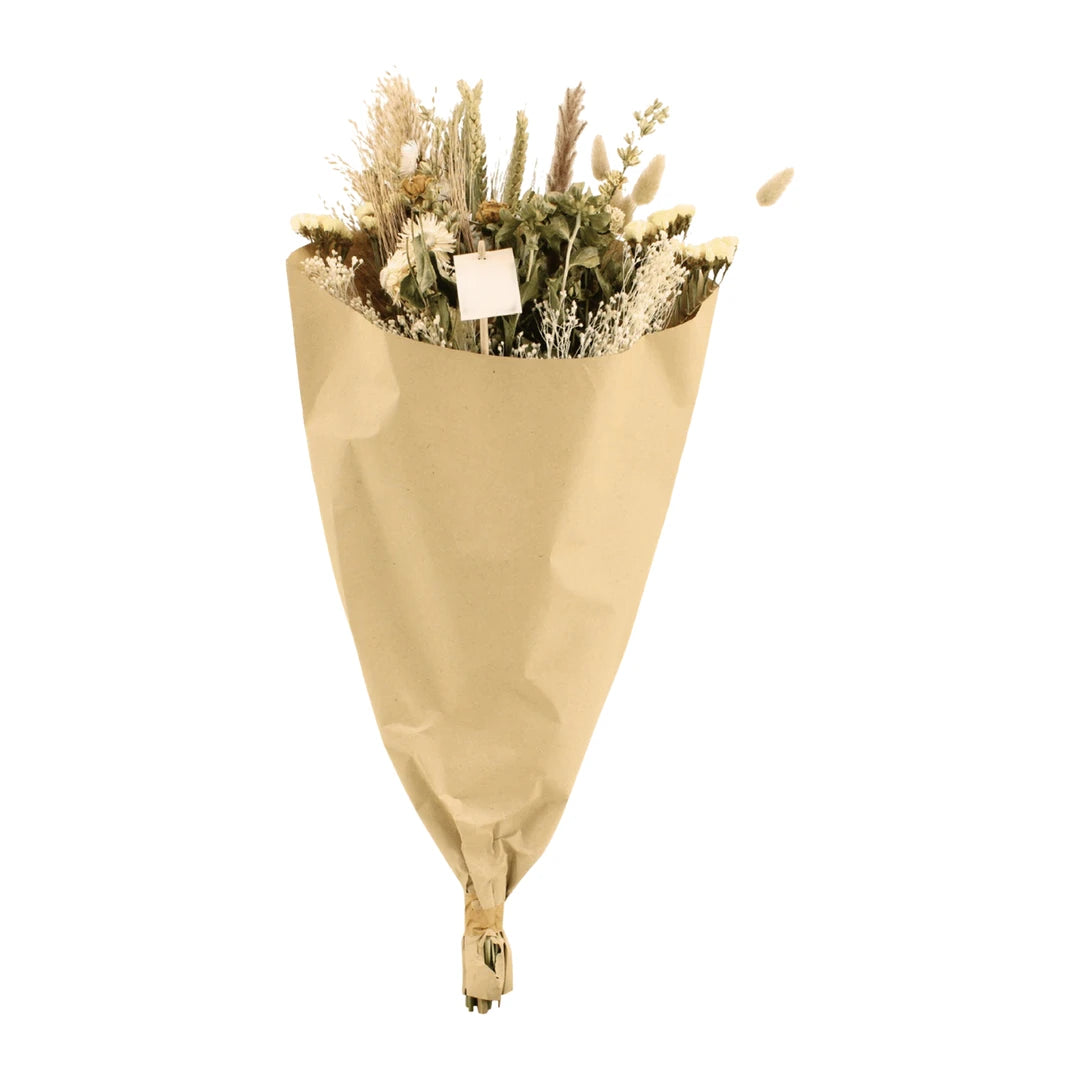 Trockenstrauß natur, 60 cm, in Kraftpapier