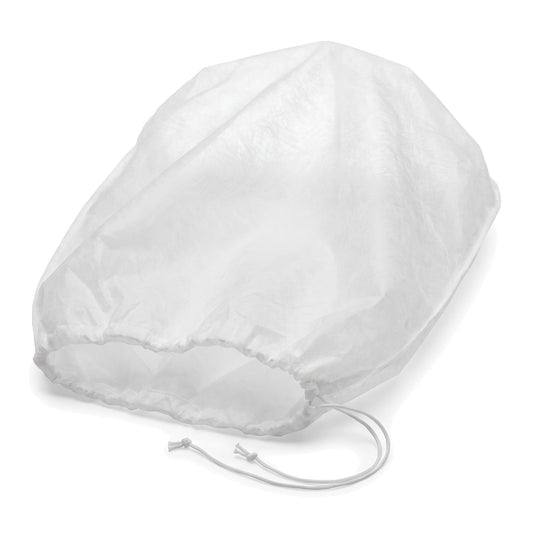 Weiße Frostschutzhaube aus Vlies mit Zugband am unteren Rand