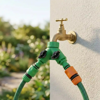 Wasserverteiler Garten – 2-Wege Y-Verteiler mit Absperrhähnen