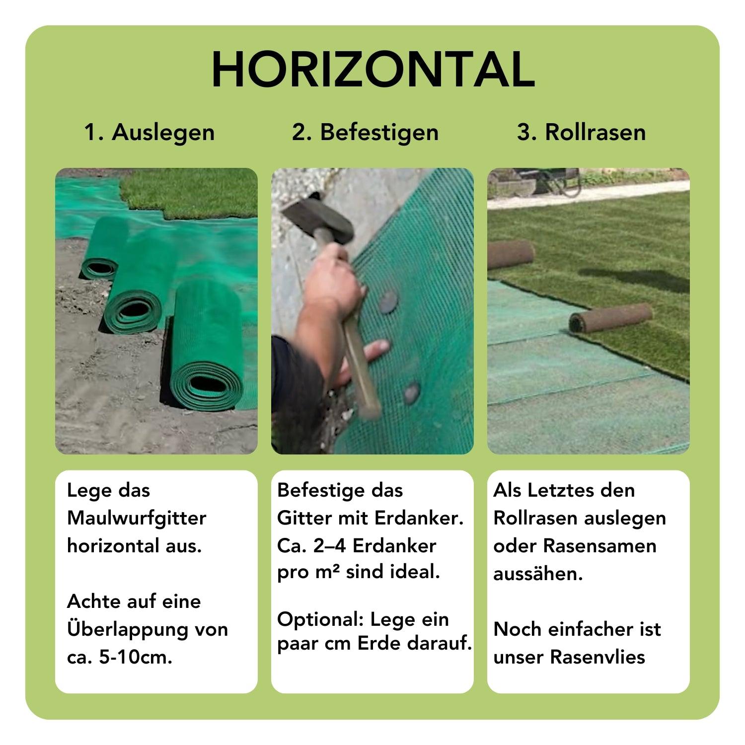 Premium Maulwurfgitter | 330g/m² | Rollrasen-Gitter | Schwarz