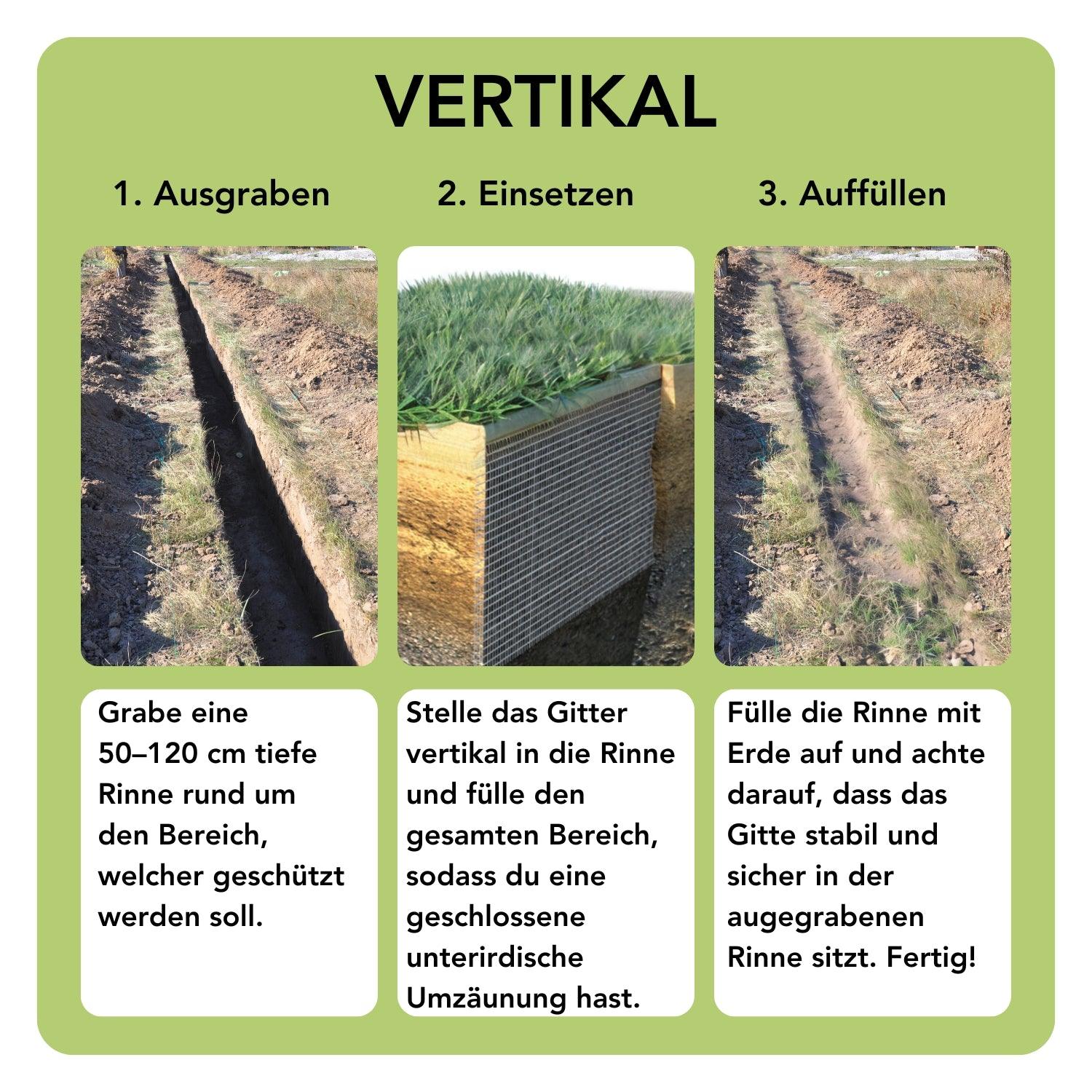 Premium Maulwurfgitter | 330g/m² | Rollrasen-Gitter | Schwarz