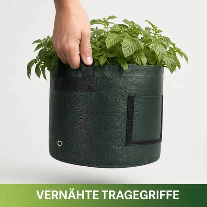 Vernähte Tragegriffe – Kartoffel-Pflanzsack mit einer Hand tragbar