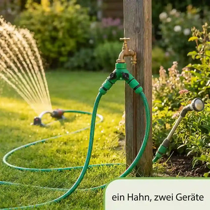 Wasserverteiler Garten – 2-Wege Y-Verteiler mit Absperrhähnen