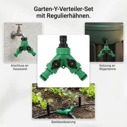 Wasserverteiler Garten – 2-Wege Y-Verteiler mit Absperrhähnen
