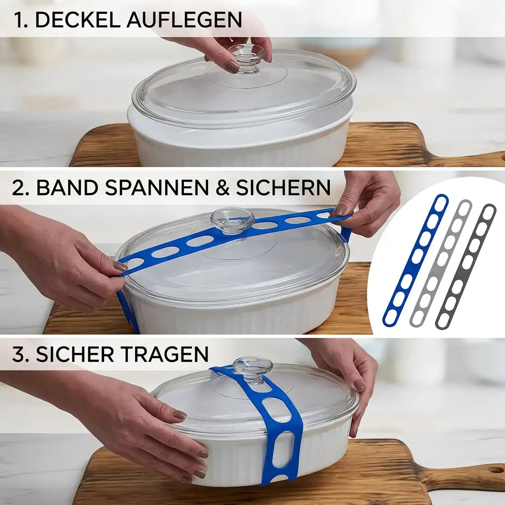 Silikon-Deckelband – Deckel sicher fixieren für Topf, Schüssel & Camping