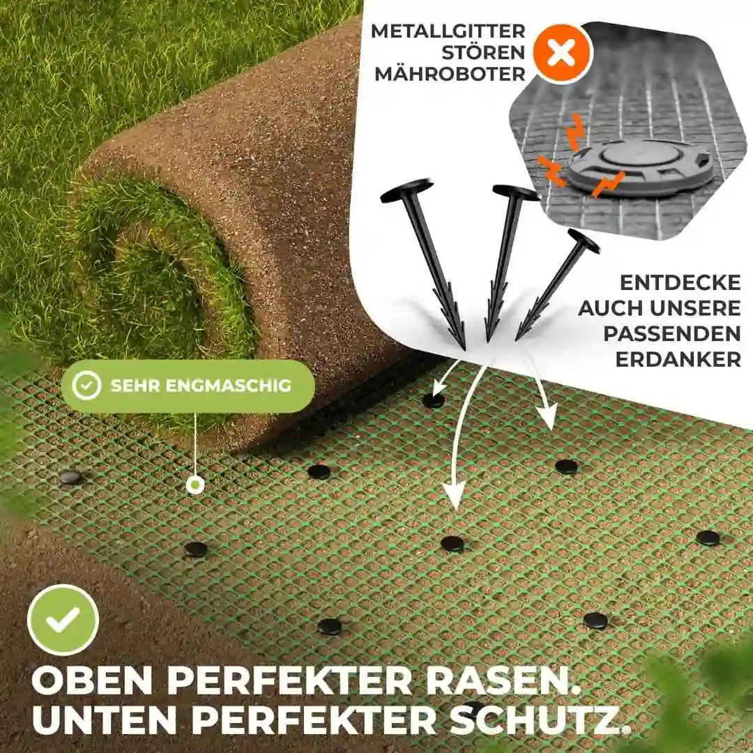 Premium Maulwurfgitter | 270g/m² | Rollrasen-Gitter | Grün