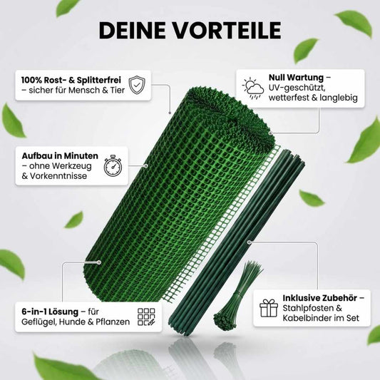 Kunststoffzaun Set mit GRATIS Pfosten & Kabelbindern