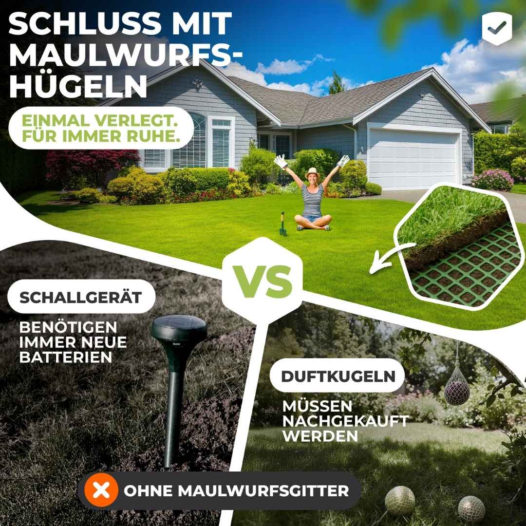 Premium Maulwurfgitter | 270g/m² | Rollrasen-Gitter | Grün