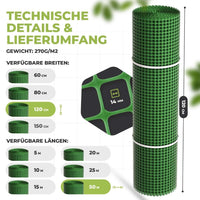 Premium Maulwurfgitter | 270g/m² | Rollrasen-Gitter | Grün