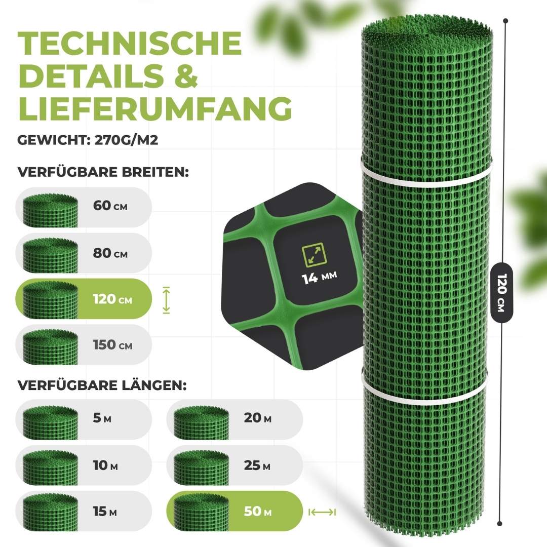 Premium Maulwurfgitter | 270g/m² | Rollrasen-Gitter | Grün