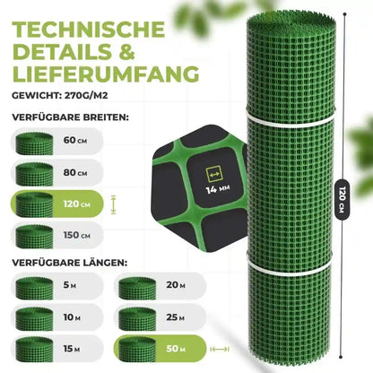 Premium Maulwurfgitter | 270g/m² | Rollrasen-Gitter | Grün