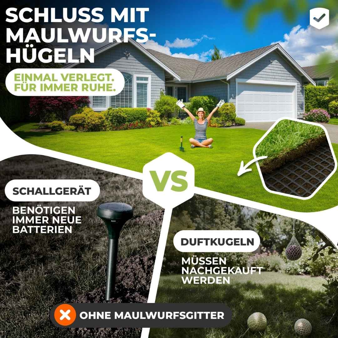 Premium Maulwurfgitter | 270g/m² | Rollrasen-Gitter | Schwarz