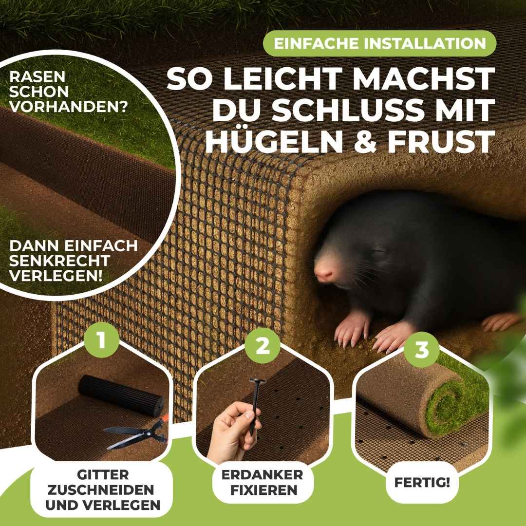 Premium Maulwurfgitter | 270g/m² | Rollrasen-Gitter | Schwarz