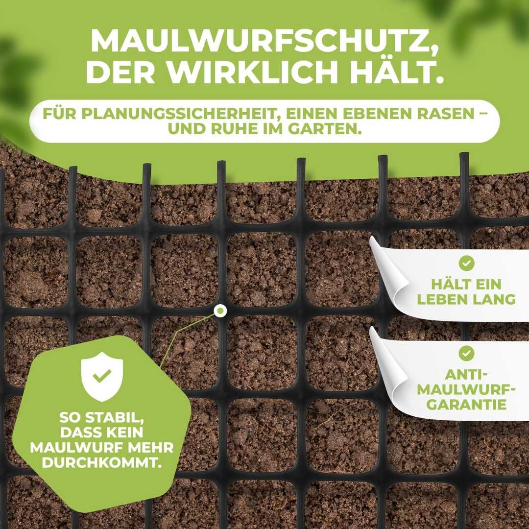 Premium Maulwurfgitter | 270g/m² | Rollrasen-Gitter | Schwarz