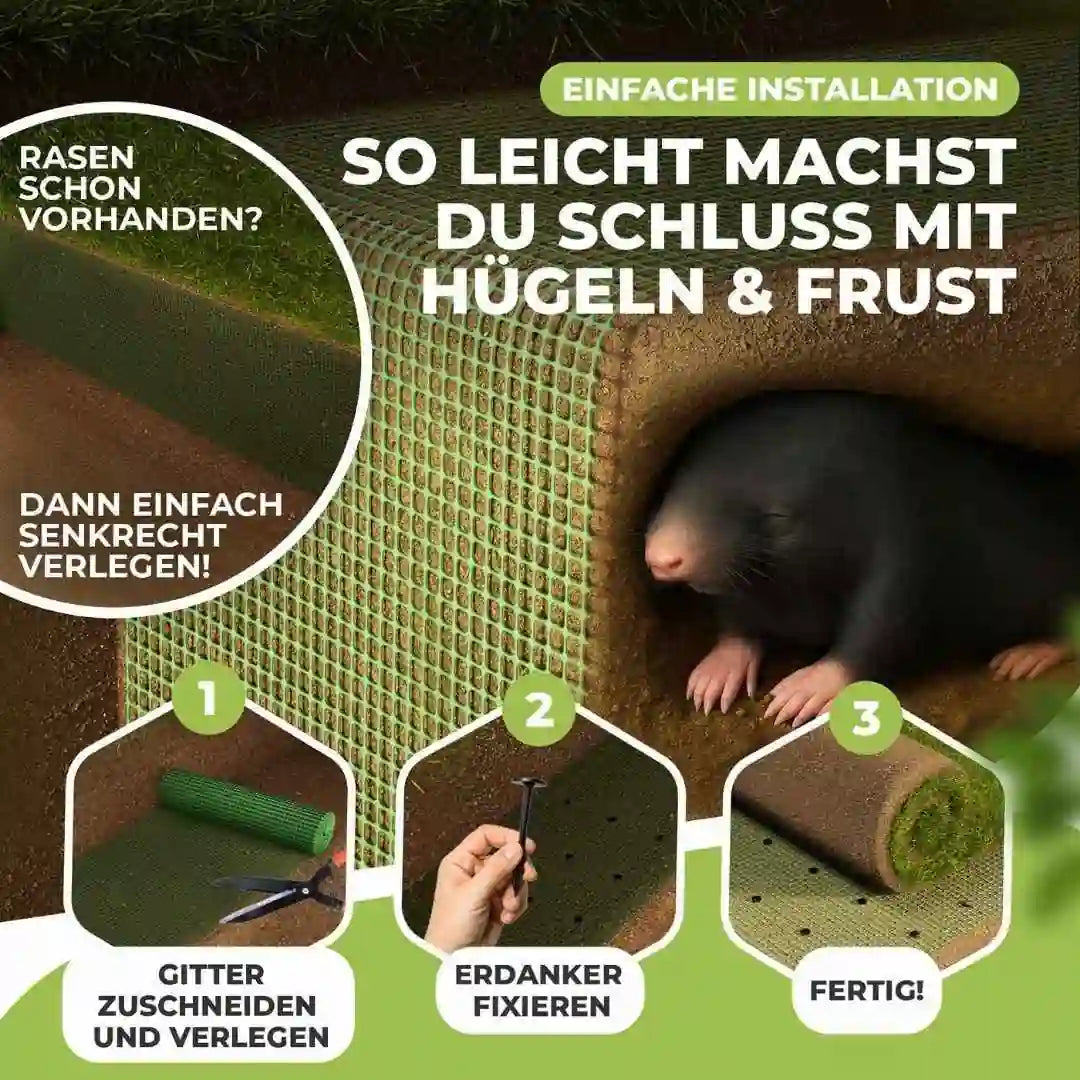 Premium Maulwurfgitter | 270g/m² | Rollrasen-Gitter | Grün