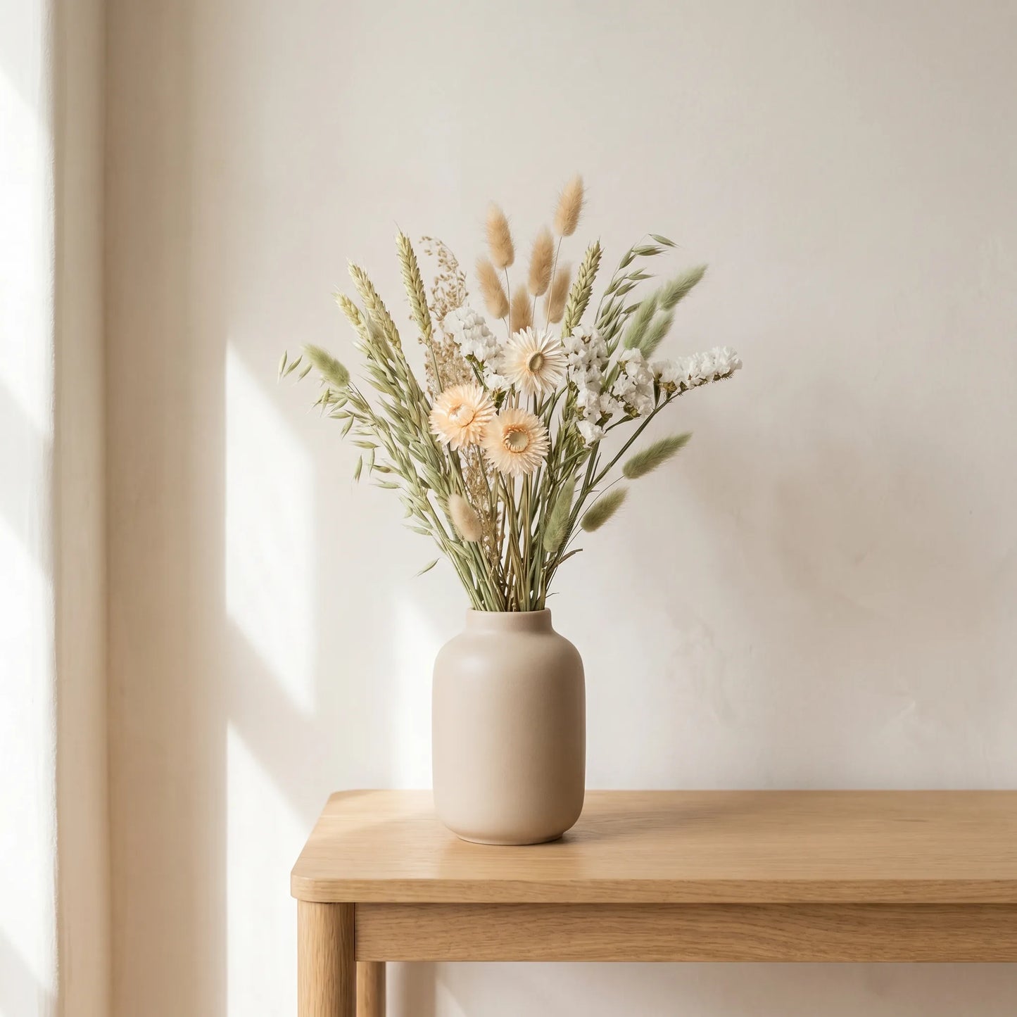 Trockenblumen im Briefkasten – Trockenstrauß in Vase im Wohnzimmer