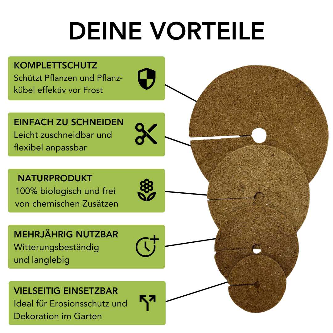 Kokosscheibe | Winterschutz für Topfpflanzen | Isolierend & atmungsaktiv