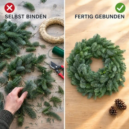 Vergleich: Kranz selbst binden gegenüber fertig gebundenem Nobilis-Kranz