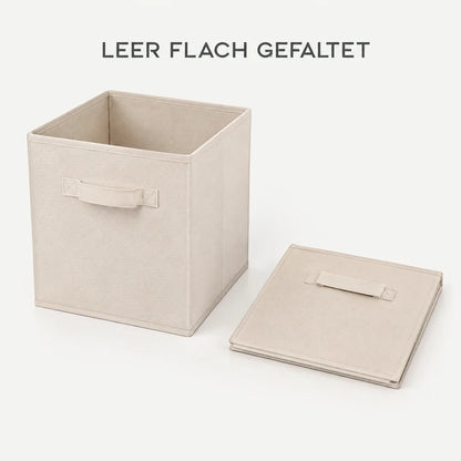 Aufbewahrungsbox aufgebaut und flach gefaltet