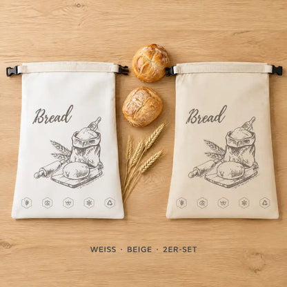 Bienenwachs Brotbeutel in Weiß und Beige nebeneinander