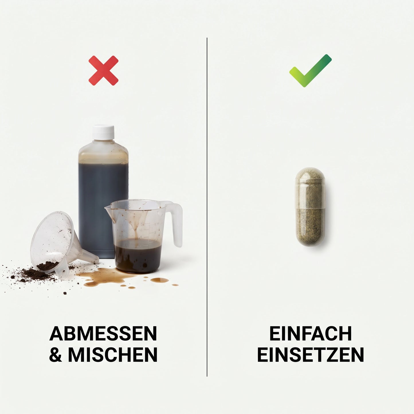 Bio Cure Kapseln im Vergleich zu Fluessigduenger