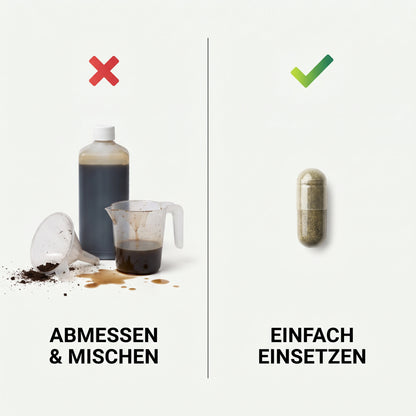 Bio Cure Kapseln im Vergleich zu Fluessigduenger