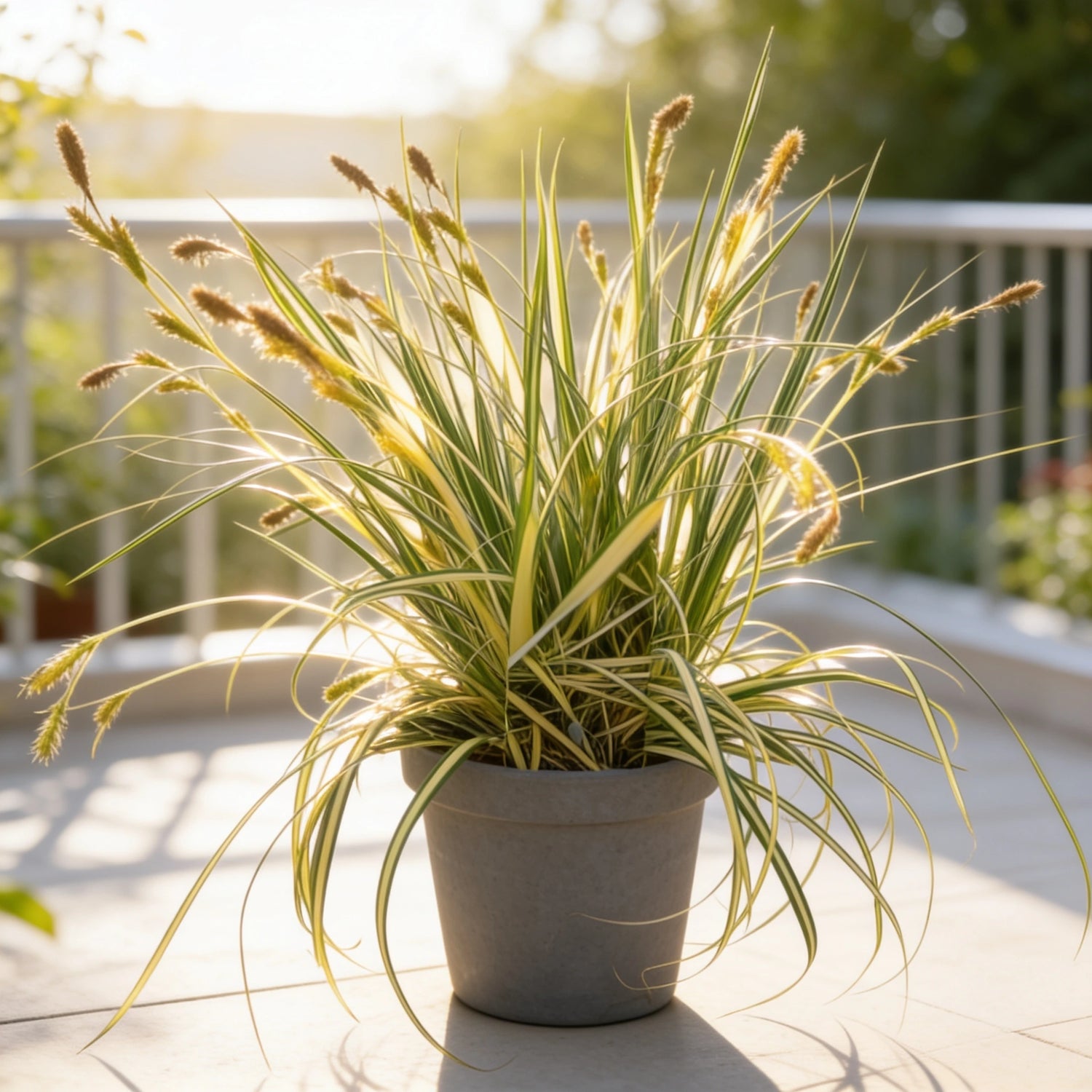 Goldband-Segge am sonnigen bis halbschattigen Standort auf der Terrasse