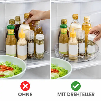 Vergleich Kühlschrankfach ohne und mit Drehteller