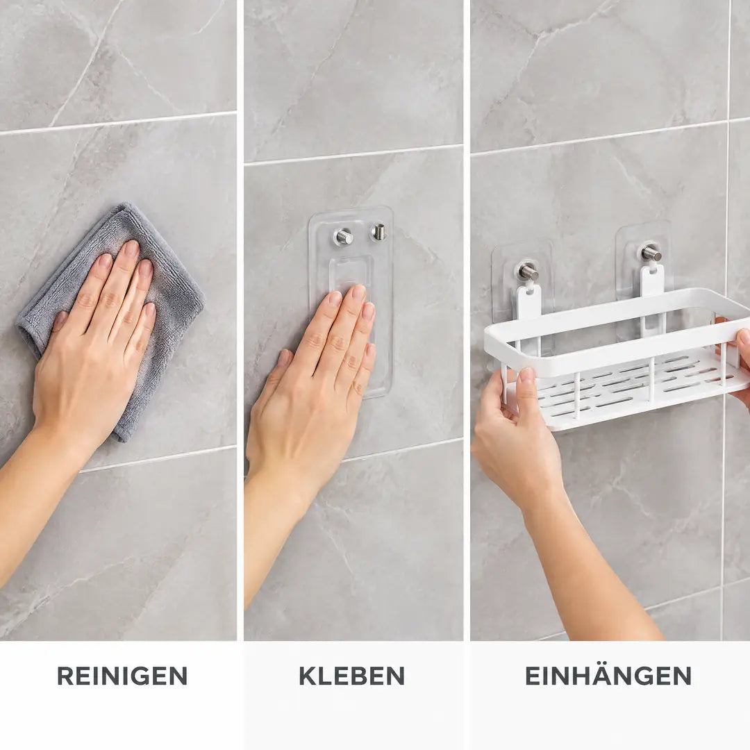 Montage in drei Schritten: reinigen, kleben, einhängen