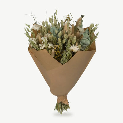 Trockenblumenstrauß Natur, 60 cm, in Kraftpapier gebunden