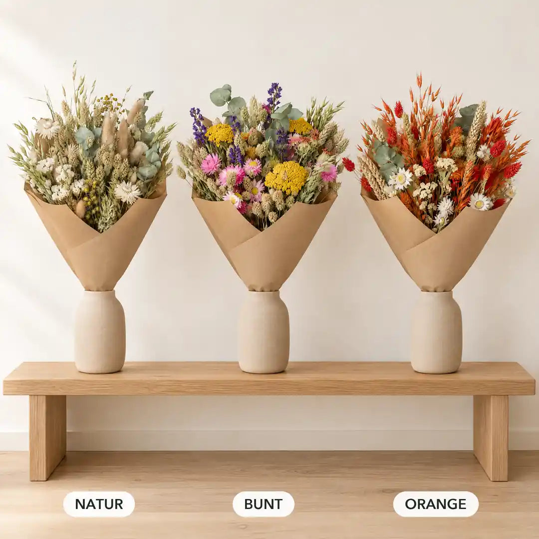 Trockenblumenstrauß in den Farben Natur, Bunt und Orange