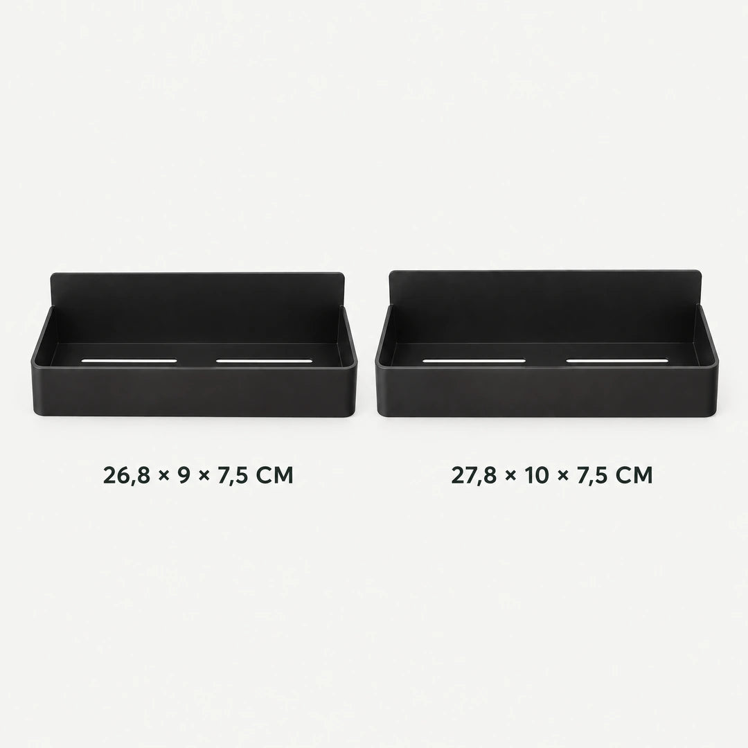 Maße der beiden Regale: 26,8 × 9 × 7,5 cm und 27,8 × 10 × 7,5 cm