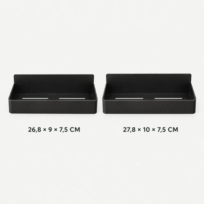 Maße der beiden Regale: 26,8 × 9 × 7,5 cm und 27,8 × 10 × 7,5 cm
