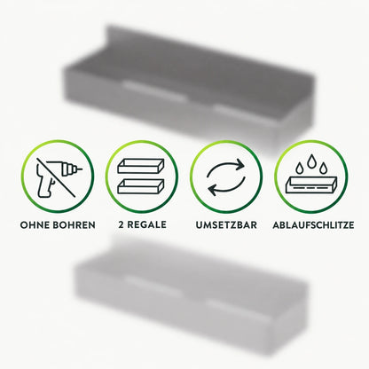 Eigenschaften: ohne Bohren, 2 Regale, umsetzbar, Ablaufschlitze