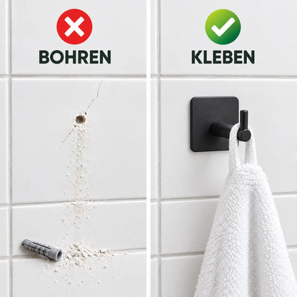 Angebohrte Fliese mit Riss im Vergleich zur Fliese mit Klebehaken
