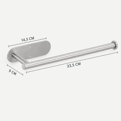 Maße des Küchenrollenhalters: 33,5 cm lang, Platte 14,5 cm, 9 cm Wandabstand