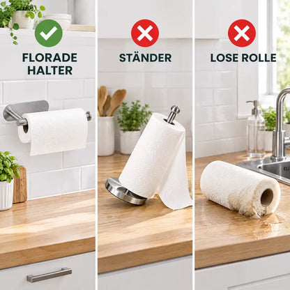 Vergleich: Wandhalter, Rollenständer und lose Küchenrolle