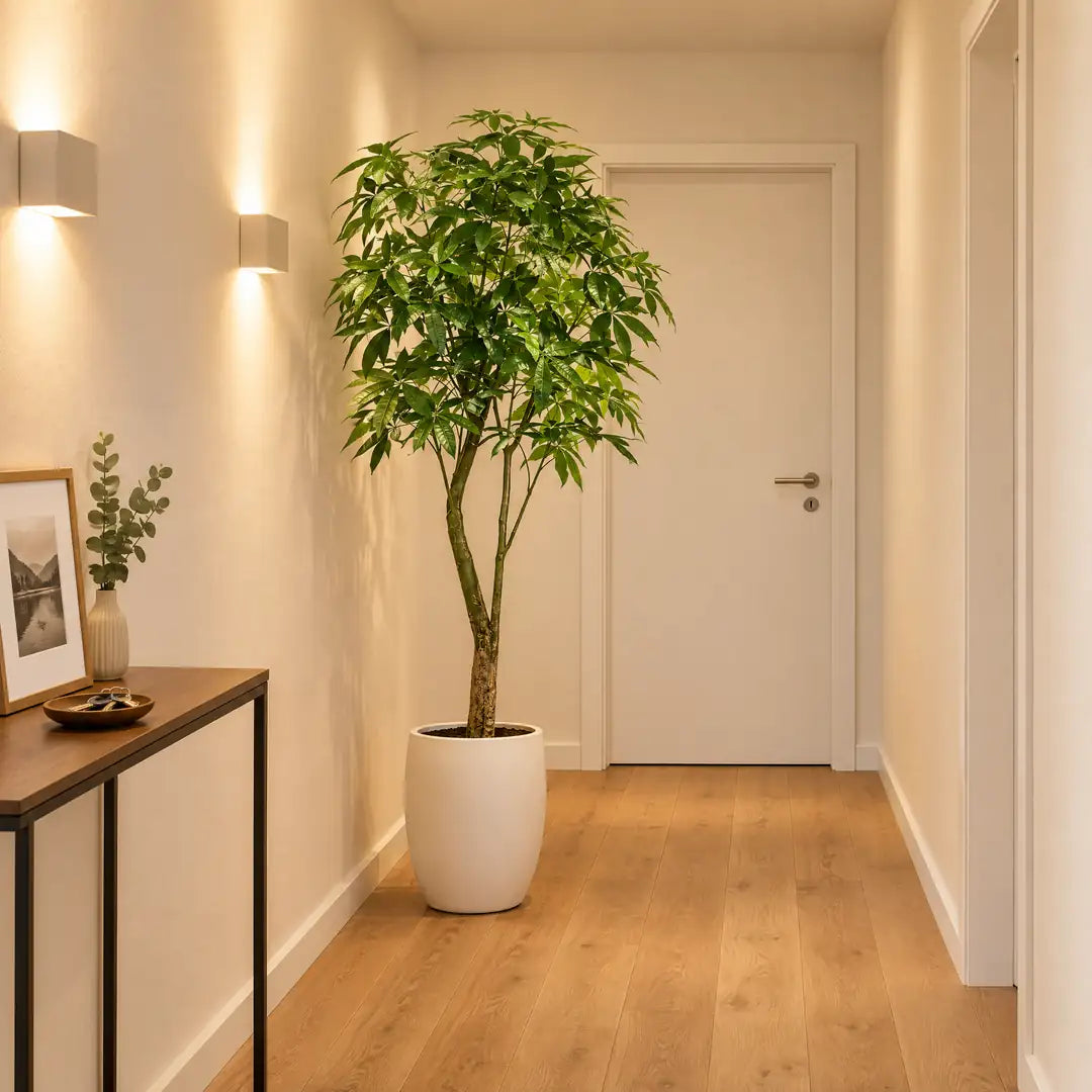Künstliche Glückskastanie im fensterlosen Flur