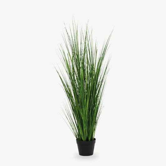 Künstliche Gräser – großes Ziergras, 130 cm im schwarzen Topf, Studioaufnahme