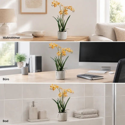 Künstliche Orchidee im Wohnzimmer, im Büro und im Badezimmer