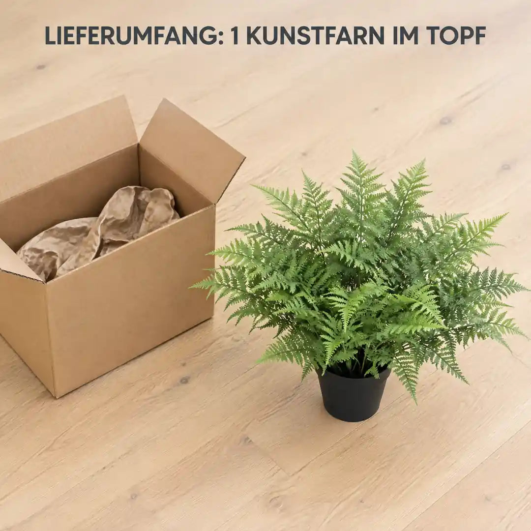 Lieferumfang: 1 künstlicher Farn im Topf