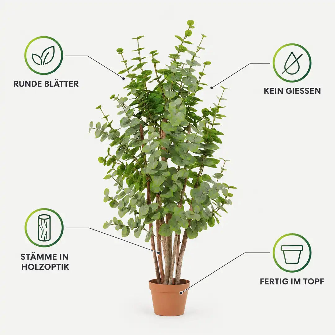 Kunstpflanze groß: künstlicher Eukalyptus 120 cm kaufen