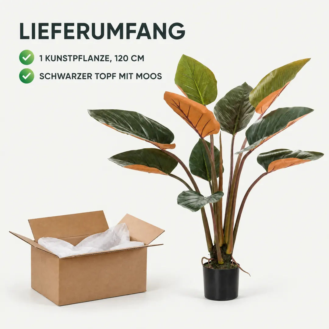Lieferumfang: 1 Kunstpflanze, 120 cm, im schwarzen Topf mit Moos