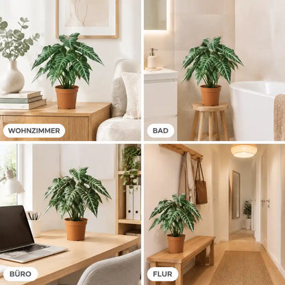 Künstliche Alocasia in Wohnzimmer, Bad, Büro und Flur