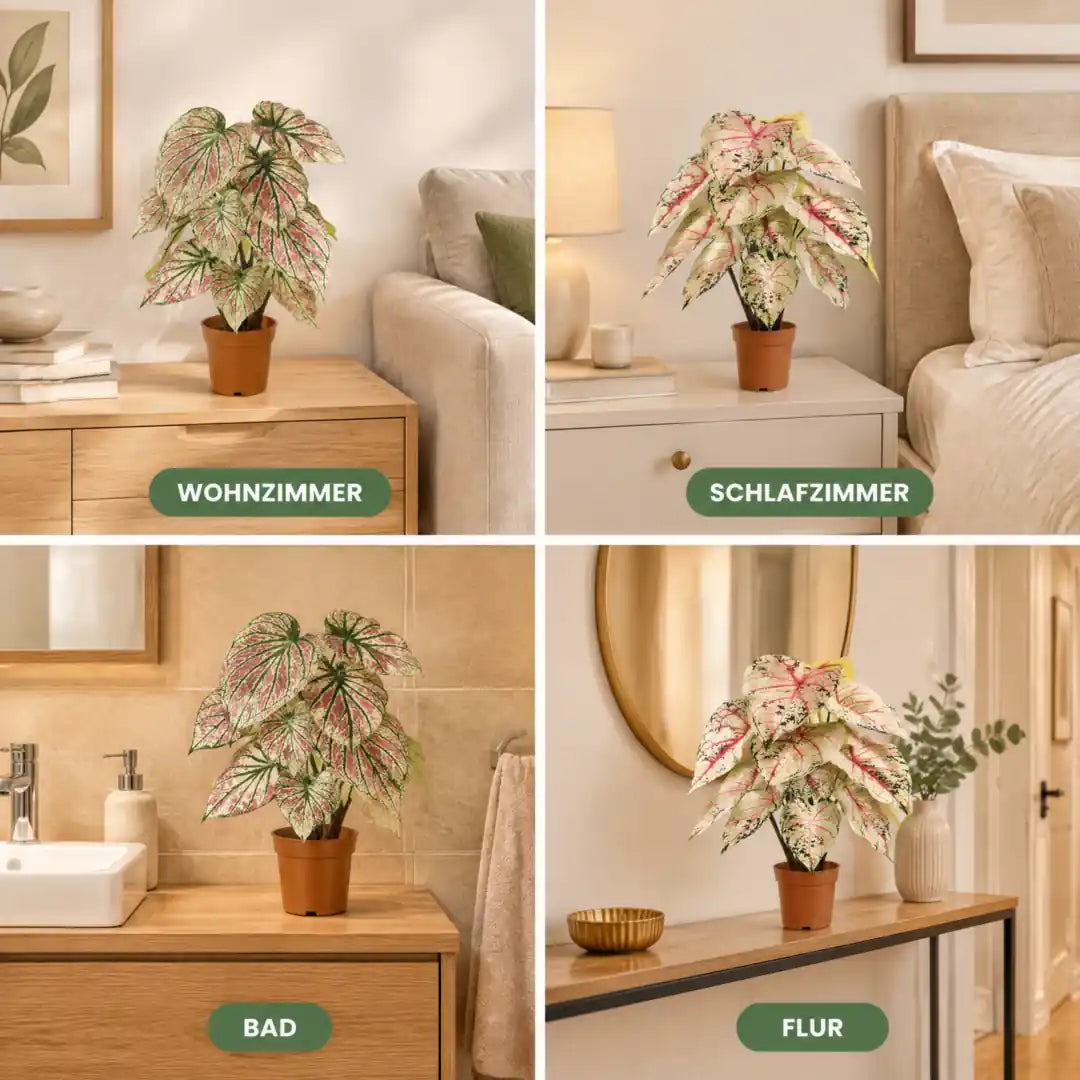 Künstliche Caladium im Wohnzimmer, Schlafzimmer, Bad und Flur