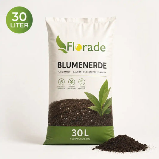 Universelle Blumenerde 30 Liter Sack im Studio mit Erdprobe