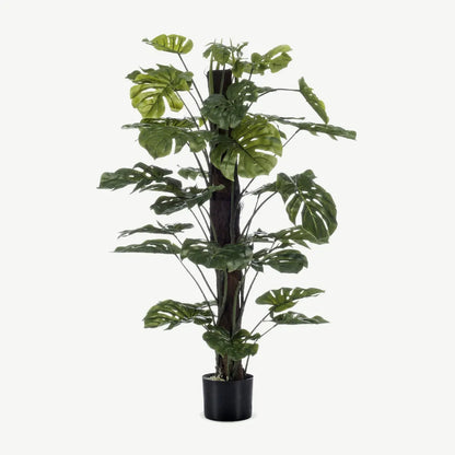 Künstliche Monstera 120 cm am Kokosstab im schwarzen Topf Ø 14 cm